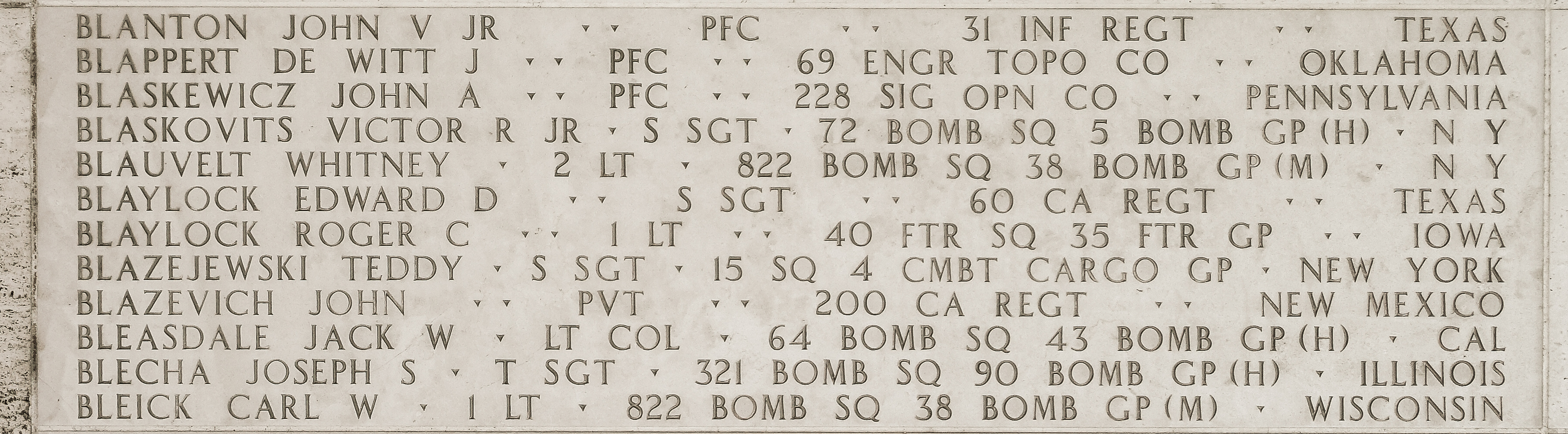 Joseph S. Blecha, Technical Sergeant